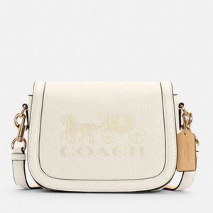 White COACH Saddle Bag With Horse And Carriage